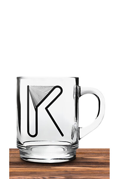 Bytwo TRANSPARENT GLASS CUP WITH LETTER K