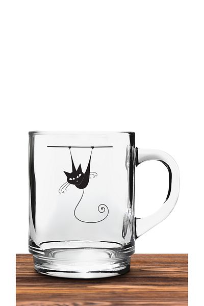 Bytwo CAT DESIGNED GLASS TRANSPARENT MUG