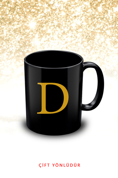 Bytwo كوب أسود بحرف D - كوب أسود بحرف D - كوب