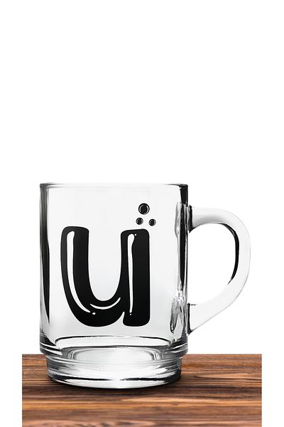 Bytwo Transparent Glass Cup with Letter U