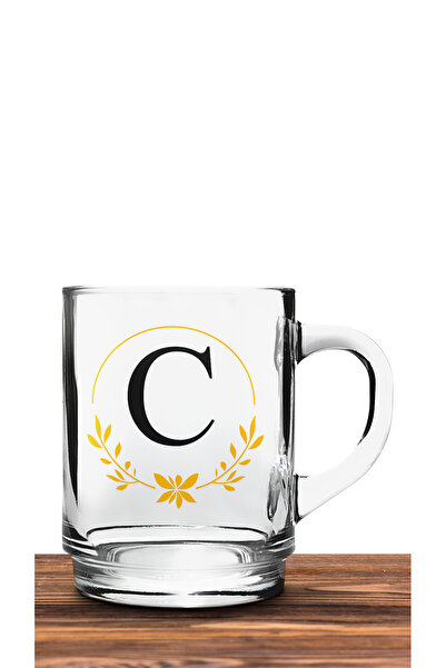 Bytwo TRANSPARENT GLASS CUP WITH LETTER C - camk110