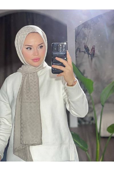 VALORSCARF Valor Bloom Pattern Silk Jacquard Shawl Stone
