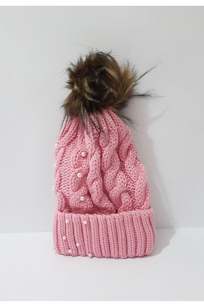 renkli çiçekler Fox Feather Beret Pink Color Women's Beret