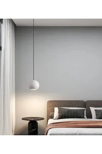 RİOLİGHT 1XE27 Modern White Bed with Lampholder - Metal Single, Pendant Chandelier, Diameter: 20cm