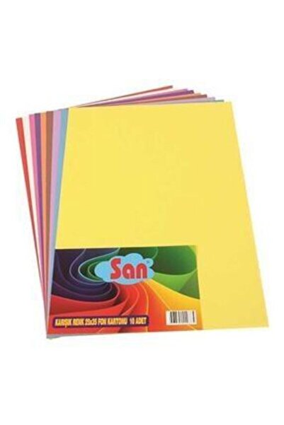 san Renkli A4 Fon Kartonu 10'lu Karışık Renkler