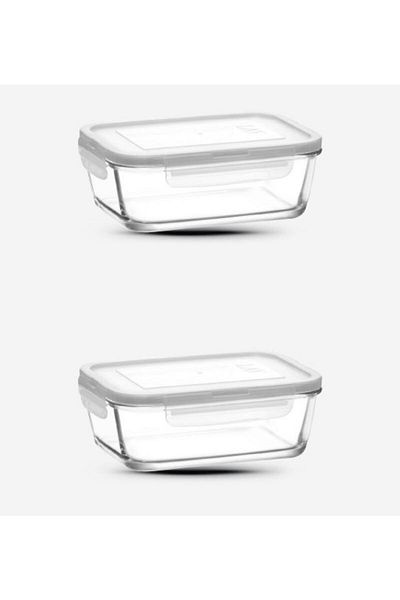 LAV Glass Locked Storage Container Set of 2 800cc-new Series Rectangular Glass Storage Container