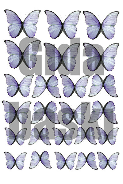 Lyroni Yenilebilir Şeker Kağıt Kelebek Fume Mor Pasta Süsleme