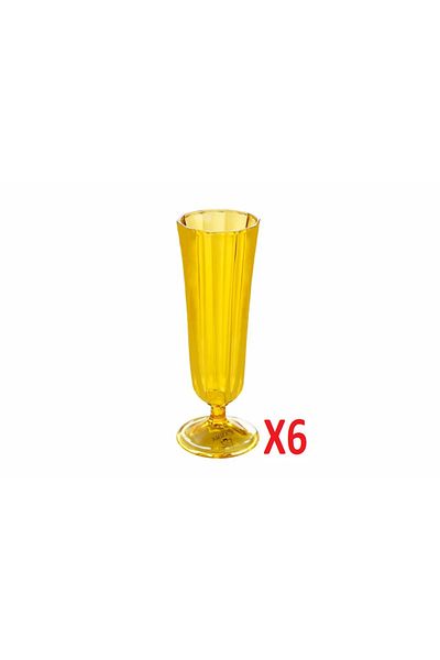 Porland Yellow Flute Glass 130cc 6 Pcs 04FIA001717