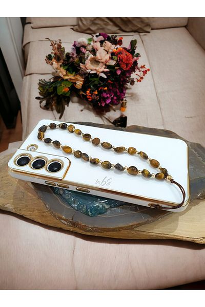 NBS Beautiful Naturel Stones سحر الهاتف من حجر عين النمر الطبيعي (حجر طبيعي عالي الجودة AA) (القوة والشجاعة والنجاح)