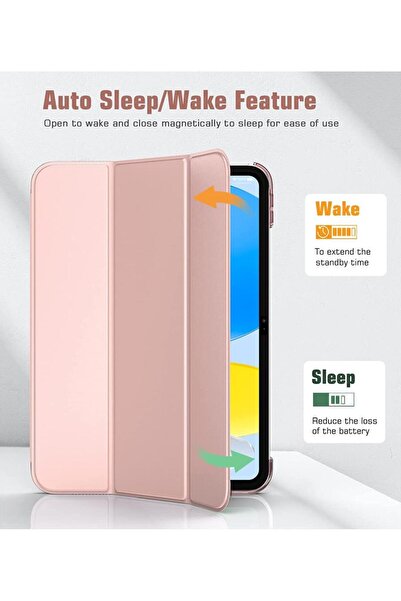 UnDePlus Apple Ipad Air 3 10.5 2019 Rose Gold Pu Deri Smart Case Kılıf A2152 A2123 A2153 A2154