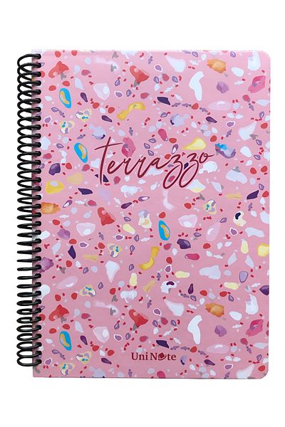 ÇINAR DEFTER Hard Cover Terazzo Spiral Notebook 17x24cm 100 Sheets Checkered - 1 Piece