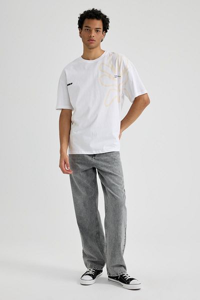 DeFacto Κοντομάνικο μπλουζάκι Comfort Fit Crew με στάμπα B3877ax23hs