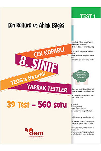 Dem Yayınları 8. Sınıf TEOG Din Kültürü ve Ahlak Bilgisi Çek Koparlı Yaprak T...