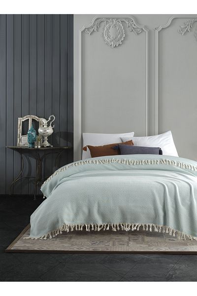 Lux Touch Azure Mint Μονό Πικέ 145 Χ 200 εκ. Κρεβάτι Πολυθρόνα Καναπές Κάλυμμα Πολυθρόνας Βαμβακερό Φουντωτό
