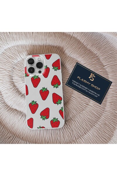 Xiaomi Mi Note 10 Lite Compatible Strawberry Pattern Transparent Case