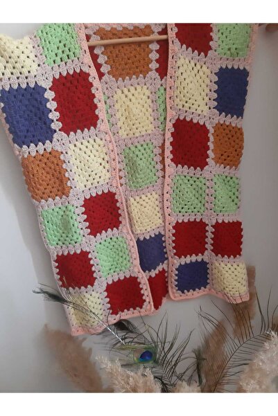 örgümapp Motifli Bohem/etnik Motifli %100 El Örgü Kadın Yelek Pinkbearmotifli...