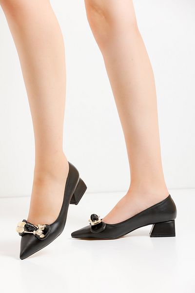 en7 Women's Black Heeled Shoes THN01