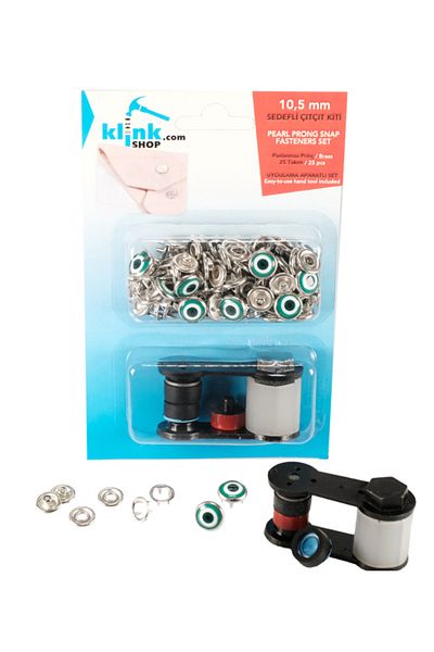 Klinkshop Baby and Shirt Snap Kit-10,5 Mm Green Evil Eye Bead Pearlescent-25 Pieces-Application with Hammer