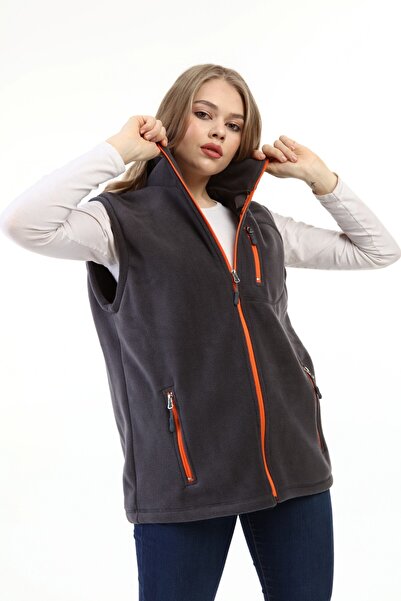 GENIUS STORE Store Kadın Polar Yelek Tam Fermuarlı Outdoor Spor Yelek 3cepli