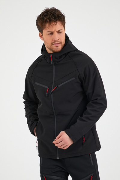 GENIUS STORE Store Erkek Içi Polarlı Su Ve Rüzgar Geçirmez Softshell Spor Mont 4 Cepli Outdoor Mont