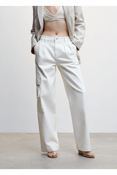 MANGO Woman Blugi cu picioare late cu buzunare