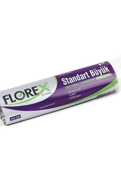 Florex Standard Large Size Garbage Bag 65x80 Cm 10 Pieces Roll Black 10 Rolls (100 Pieces)