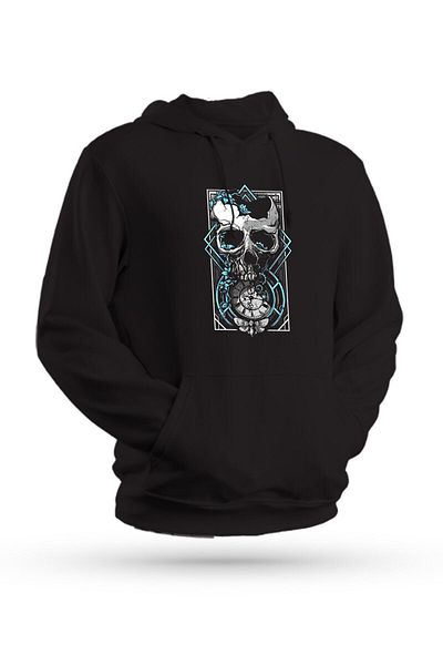 Pisa Art Φούτερ με μαύρη στάμπα κρανίου Unisex με κουκούλα
