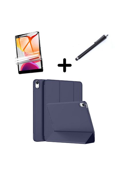 UnDePlus Apple iPad Mini 4 and 5 Navy Blue Pu Leather - Case Set Smart Tablet Screen Protector Pen