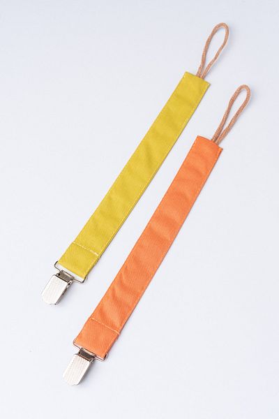 MyVera Mustard - Cinnamon Pacifier Strap Set - Pacifier Chain Set of 2 - 100% Cotton Fabric