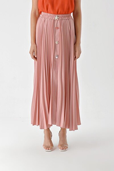 SOCIETA Somon Piliseli ve aksesuar detaylı uzun etek 81256