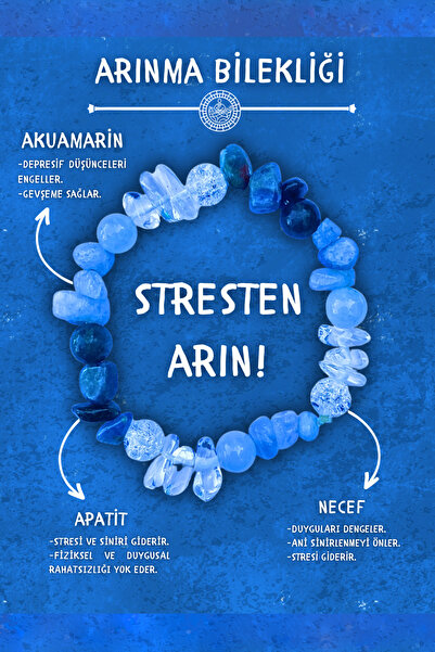 Chi Zen Arınma Doğal Taş Tılsım Bilekliği Kırık Taşlı (AKUAMARİN, NECEF, APAT...