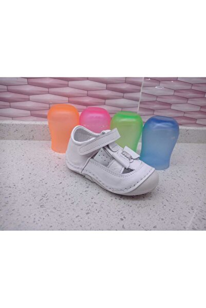Sare Çocuk Giyim White Baby Girl Genuine Leather Soft Orthopedic Shoes