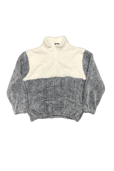 Fifty Color Zippered Collar Kangaroo Pocket Wide Fit Plush Sweat