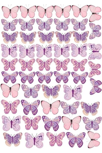 hediyehobihersey Kolay Kesilebilir Lila Kelebekler Resimli Yenilebilir Şeker Kağıt Pasta Ve Kurabiye Baskısı