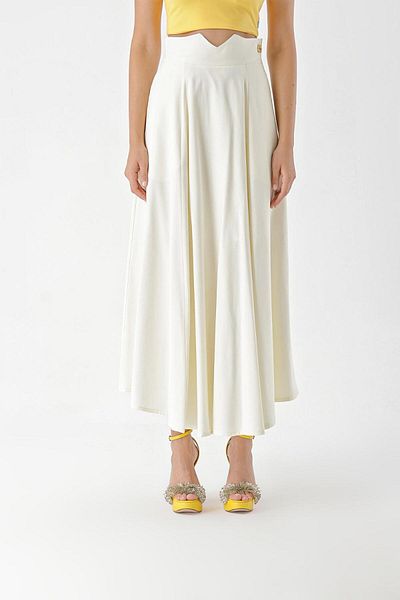 SOCIETA Ecru Corsiyaj skirt with belt and godeli 81270