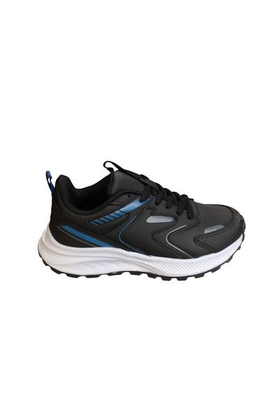 Kinetix KINETIX Boy's Black Gray Leather Laced White Sole Casual Sneaker Sports Shoes