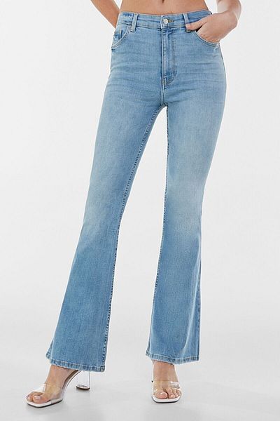 BROSERER Modo Ice Snow Blugi spanioli albastri cu talie înaltă Blugi evazați cu spălare a zăpezii Pantaloni denim