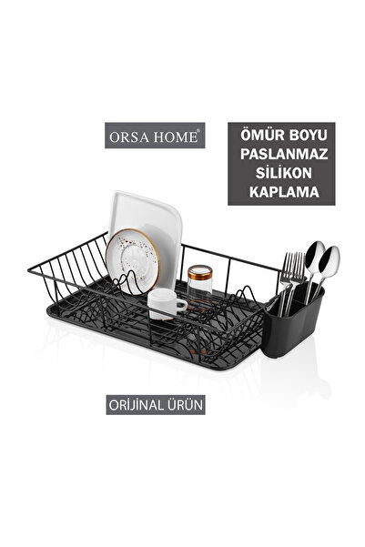ORSA HOME 986 SİYAH TEK KATLI SİLİKON KAPLI ÖMÜR BOYU PASLANMAZ KAŞIKLIKLI BU...