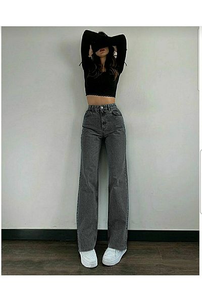 BROSERER Dont Loose Jeans Smoked Snow Lycra Palazzo Wide Leg Jeans