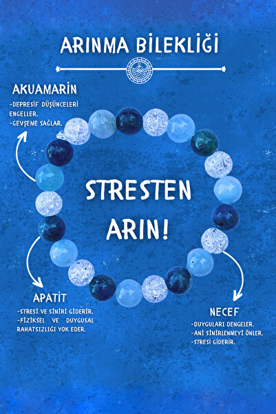 Chi Zen Arınma Doğal Taş Tılsım Bilekliği DÜZ 8MM 21'Lİ (Akuamarin, Necef, Ap...