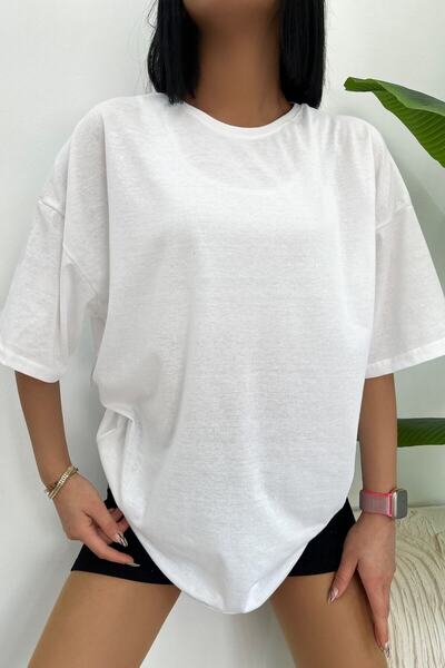 Beybun boutique Cotton Boyfriend Knitted Oversize T-shirt - Unisex Crew Neck