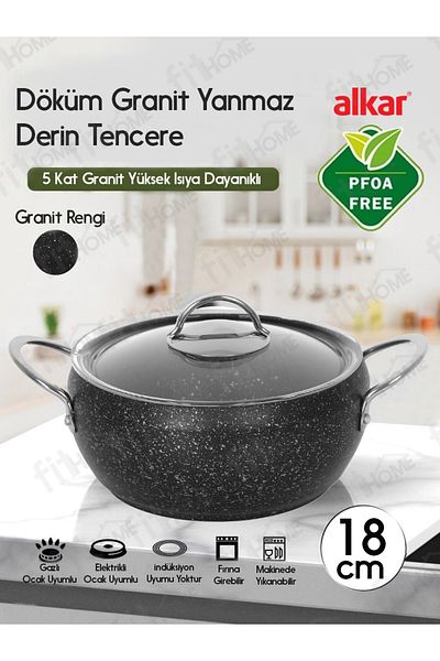 FİTHOME CAST GRANITE STEEL HANDLE DEEP FOOD POT