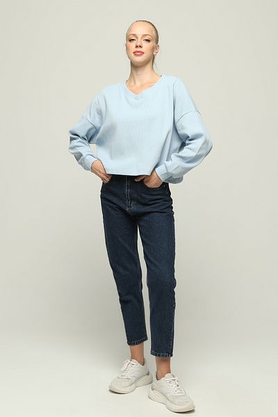 Owut Collection Women's V-Neck Long Sleeve Oversize Special Fabric Blouse