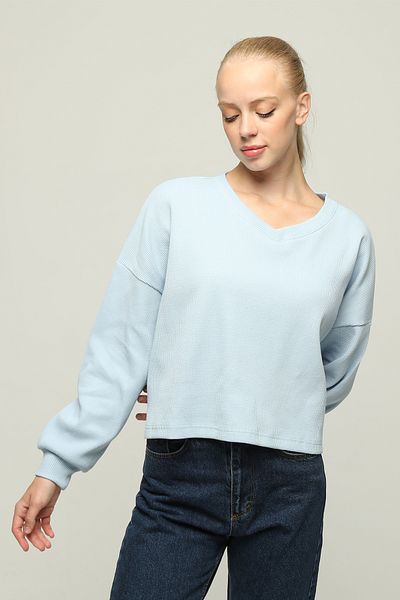 Owut Collection Women's V-Neck Long Sleeve Oversize Special Fabric Blouse