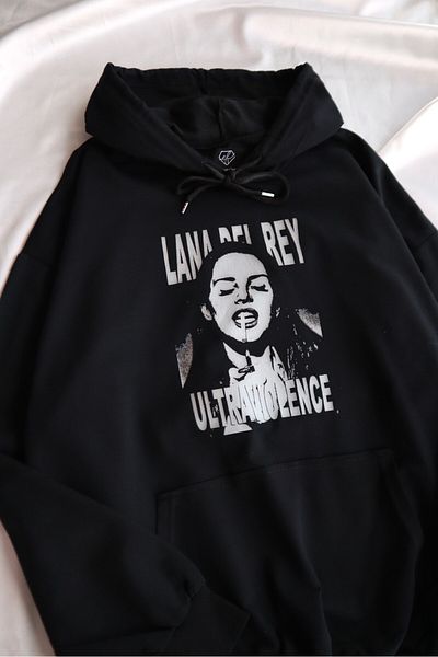 EFBUTİK Black Hooded Lana Del Rey Ultraviolence Sweatshirt