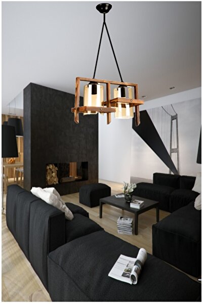 Evimdesign Country Doğal Ahşap Akkaya İkili Avize