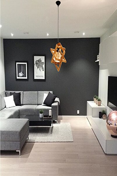 Evimdesign Country Doğal Ahşap Gezegen Tekli Ahşap Sarkıt Avize