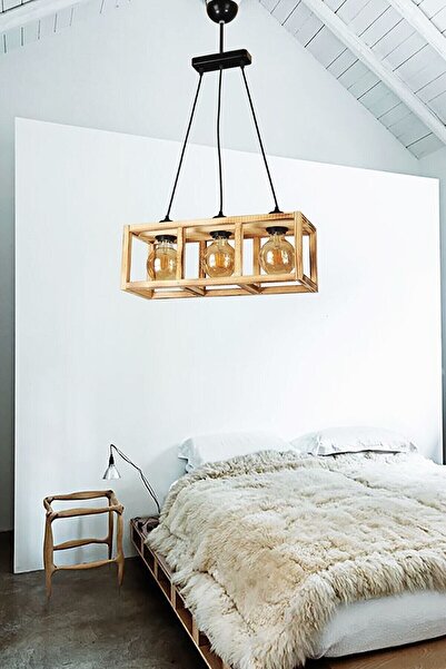 Evimdesign Country Aris 3 lü Ahşap Sarkıt Avize