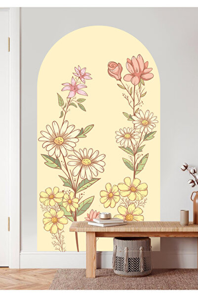 Sticker Sepetim Διακοσμητικό αυτοκόλλητο τοίχου Bohemian Oval Boho Daisy Flower