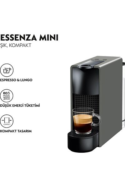 Nespresso C35 Essenza Mini Gray Coffee Machine and Milk Frother Accessory
